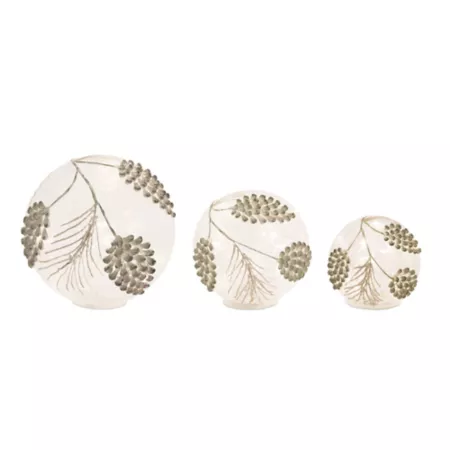 Melrose InternationalLED Frosted Gold Pinecone Orb (Set of 3) Christmas Kitchen & Tabletop Decor