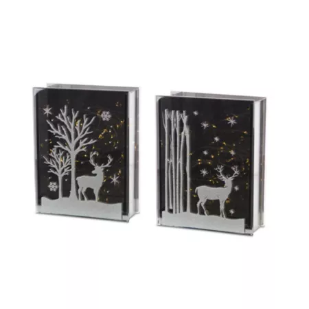 Melrose InternationalMelrose International LED Lighted Woodland Deer Scene Table PC (Set of 2) Christmas Kitchen & Tabletop Decor