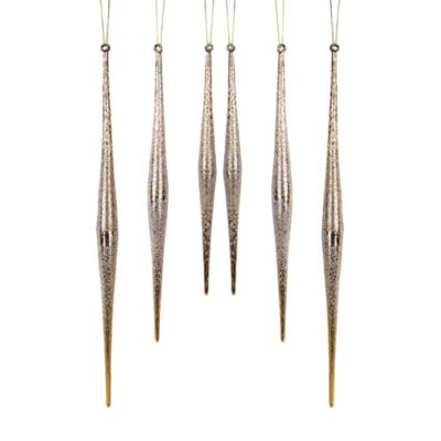 Melrose InternationalGold and Silver Ombre Drop Ornament (Set of 6)