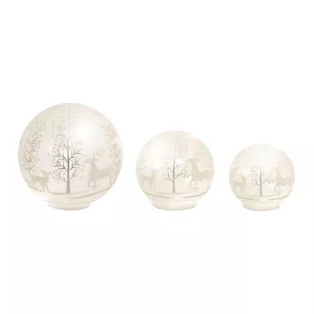 Melrose International LED Frosted Glass Woodland Deer Orb (Set of 3) Christmas Kitchen & Tabletop Decor