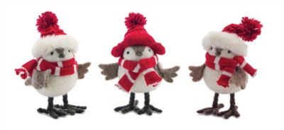 Melrose International Plush Winter Birds with Hats and Scarves (Set of 12)