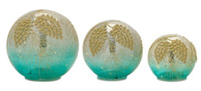 Melrose International LED Crackle Glass Gold and Blue Pinecone Orb (Set of 3)