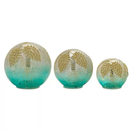 Melrose International LED Crackle Glass Gold and Blue Pinecone Orb (Set of 3) Christmas Kitchen & Tabletop Decor