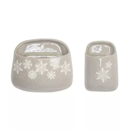 Melrose International Stoneware Wall Pocket with Snowflake Pattern (Set of 2) Christmas Wall Decor