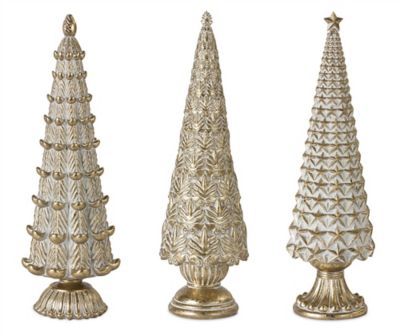 Melrose InternationalGeometric Holiday Tree with Gold Finish (Set of 3)