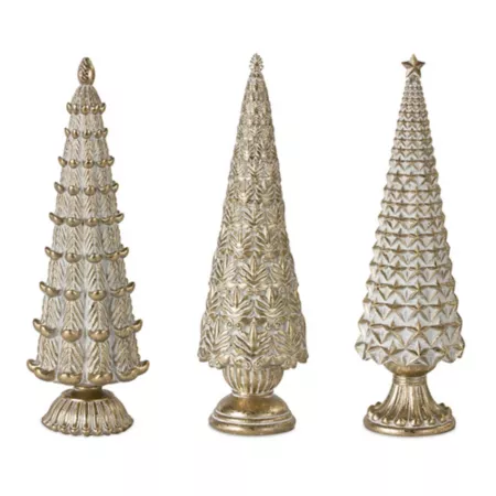 Melrose InternationalGeometric Christmas Tree with Gold Finish (Set of 3) Christmas Kitchen & Tabletop Decor