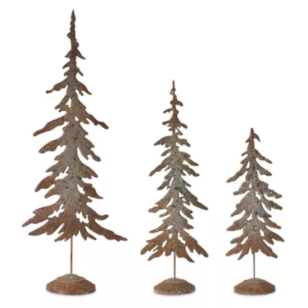 Melrose International Rustic Metal Cutout Tree Ornament 3 Piece Together Christmas Kitchen & Tabletop Decor