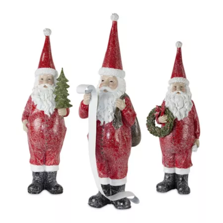 Melrose International Santa Claus Long John Frosted with Pine and List Accent (Set of 3) Christmas Kitchen & Tabletop Decor