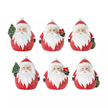 Melrose InternationalFrosted Round Santa Figurine with Bird and Pine Accent (Set of 6) Christmas Kitchen & Tabletop Decor