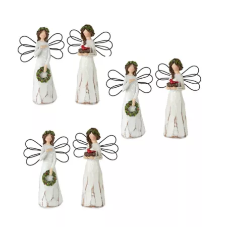 Melrose InternationalFrosted Winter Angel with Bird and Wreath Accent (Set of 6) Christmas Kitchen & Tabletop Decor