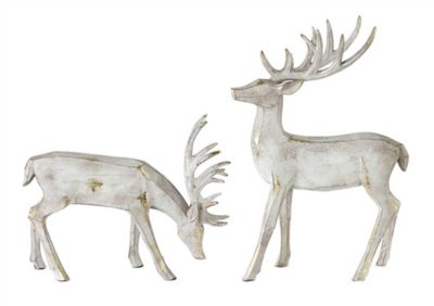 Melrose InternationalGold Brushed Winter Deer Figurine (Set of 2)