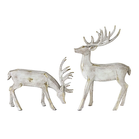 Melrose InternationalGold Brushed Winter Deer Figurine (Set of 2)
