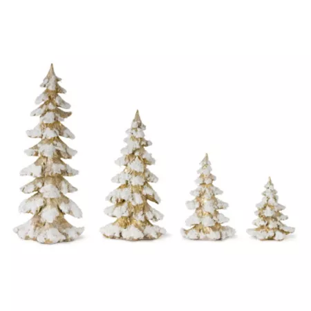 Melrose International Gold Flocked Pine Ornament 4 Pieces Together Christmas Kitchen & Tabletop Decor