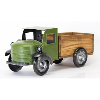 Melrose InternationalVintage Style Metal Pick Up Truck with Wood Bed 18 in. L