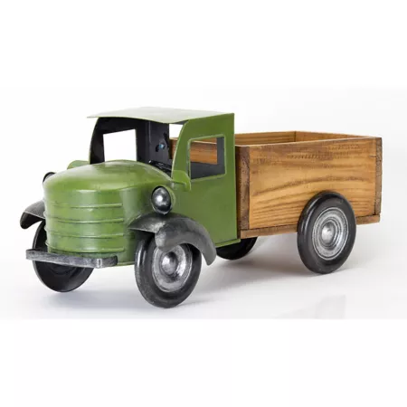 Melrose InternationalVintage Style Metal Pickup Truck with Wooden Bed 18" L Christmas Kitchen & Tabletop Decor