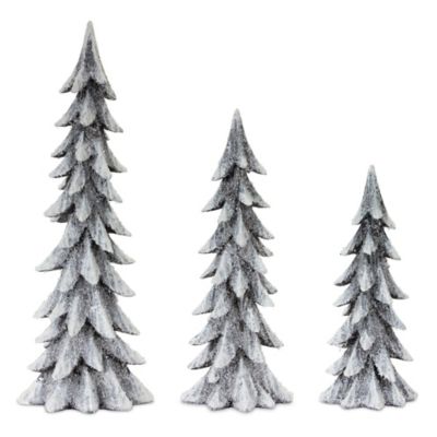 Melrose InternationalCarved Design Pine Tree Decor (Set of 3)