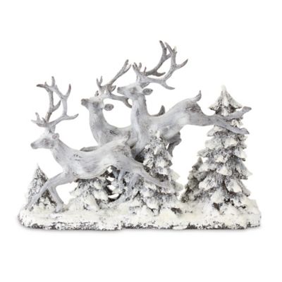 Melrose International Snowy Deer and Trees Tabletop Display, 16 in. L