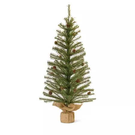 Melrose International Tree with Burlap Sack Base and Pine Cone Accents (Set of 2) Artificial Christmas Trees