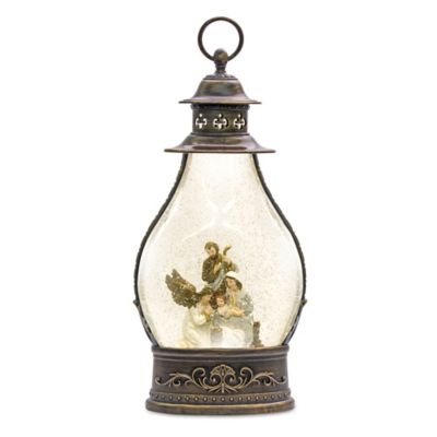 Melrose International LED Snow Globe Lantern with Holy Family Nativity Scene 15.5 in. H