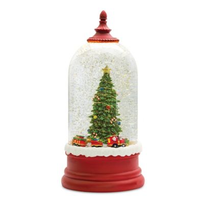 Melrose International LED Snow Globe Bell Jar with Christmas Tree Scene 10.5 in. H