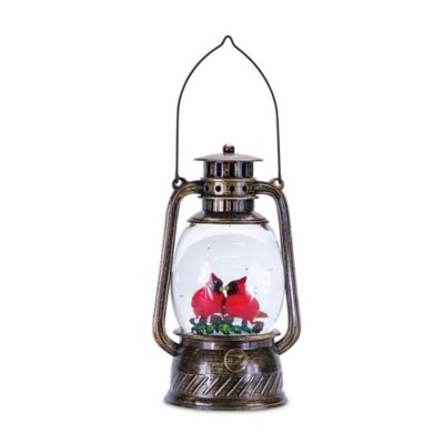 Melrose InternationalLED Snow Globe Lantern with Cardinal Bird Couple 11.5 in. H