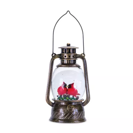 Melrose InternationalLED Snow Globe Lantern with Cardinal Bird Couple 11.5" H Christmas Kitchen & Tabletop Decor