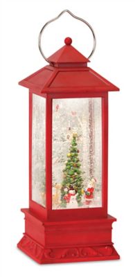 Melrose InternationalLED Snow Globe Lantern with Santa and Christmas Tree Scene 12 in. H