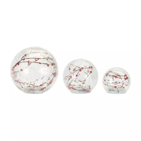 Melrose International LED Globe Light with Berry Branch Accent (Set of 3) Christmas Kitchen & Tabletop Decor