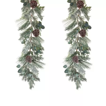 Melrose International Frosted Pine and Eucalyptus Christmas Garland (Set of 2) Artificial Christmas Garlands