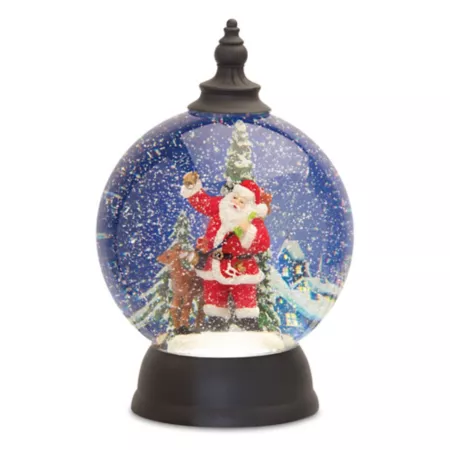 Melrose International LED Snow Globe with Santa and Deer Figurine 9.25" D Christmas Kitchen & Tabletop Decor