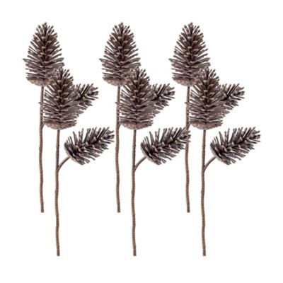 Melrose InternationalDouble Pine Cone Spray (Set of 6)