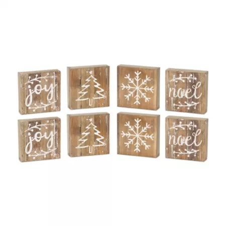 Melrose International Rustic Wooden Christmas Ornament (Set of 8) Christmas Kitchen & Tabletop Decor