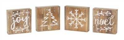 Image showing  Rustic Wood Christmas Block Decor (Set of 8)
