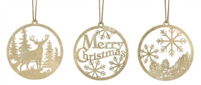 Image showing  Gold Metal Cut Out Rustic Tree Ornaments (Set of 24)