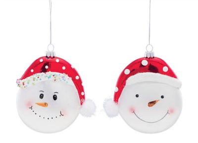 Melrose InternationalWhimsical Snowman Ball Ornament with Hat (Set of 6)