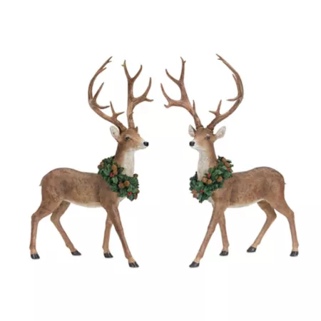 Melrose InternationalStanding Deer Figurine with Wreath Decoration (Set of 2) Christmas Kitchen & Tabletop Decor