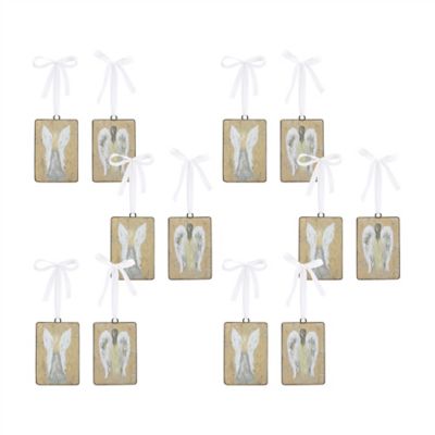 Melrose InternationalDistressed Metal Angel Ornament with Ribbon Tie (Set of 12)