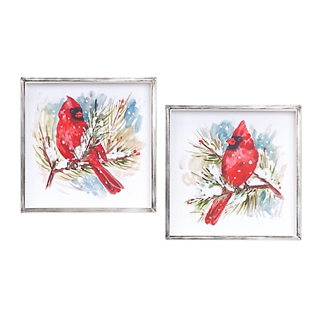 Melrose InternationalWinter Cardinal and Pine Branch Framed Print (Set of 2)