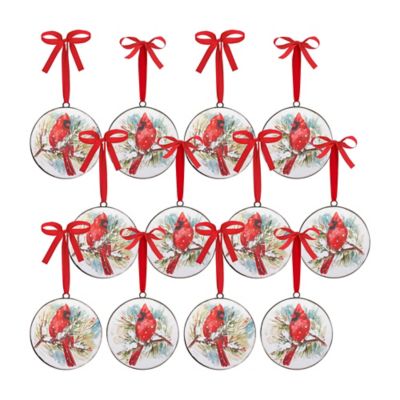 Melrose International Ceramic Chickadee Pine Branch Peace Joy Tag Ornament  (Set of 12) at Tractor Supply Co.