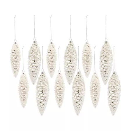 Melrose InternationalWhite Frosted Pine Cone Ornament (Set of 12) Christmas Ornaments & Tree Toppers