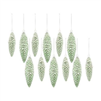 Melrose InternationalGreen Frosted Pinecone Drop Ornament (Set of 12)