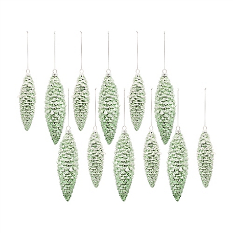 Melrose InternationalGreen Frosted Pinecone Drop Ornament (Set of 12)