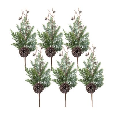 Melrose InternationalJuniper and Pine Cone Spray (Set of 6)