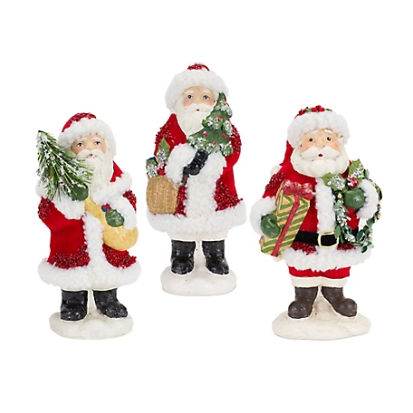 Melrose InternationalSanta Figurine with Pine Tree and Present Accents (Set of 3)