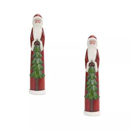 Melrose International Stone Santa Figurine with Pine 2 Pieces Together Christmas Kitchen & Tabletop Decor