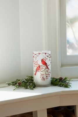Image showing  Frosted Glass Votive Holder with Beaded Cardinal Bird Design (Set of 6)