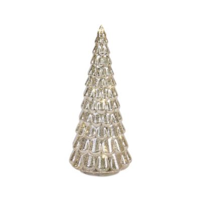 Image showing  LED Lighted Mercury Glass Holiday Tree Decor (Set of 4)