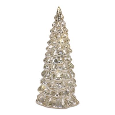 Image showing  LED Lighted Mercury Glass Holiday Tree Decor (Set of 4)