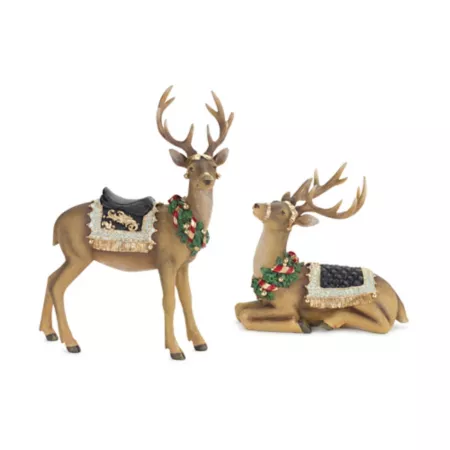 Melrose InternationalHoliday Deer Figurine with Gold Accents (Set of 2) Christmas Kitchen & Tabletop Decor