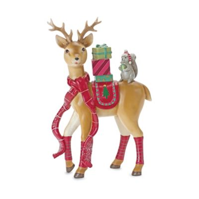 Melrose InternationalWhimsical Winter Deer and Squirrel Figurine 10 in. H